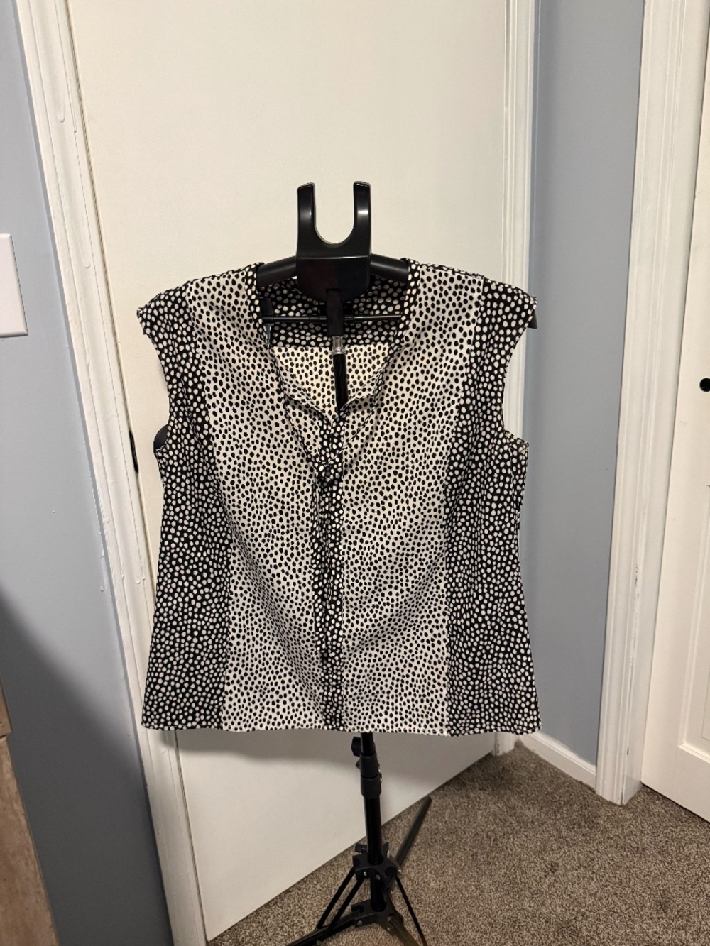 Talbots Black & White Polka Dot Sleeveless Blouse